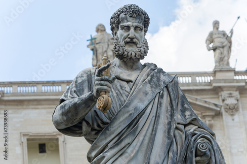 Saint Peter sculpture in front of Basilica in Rome, Italy.