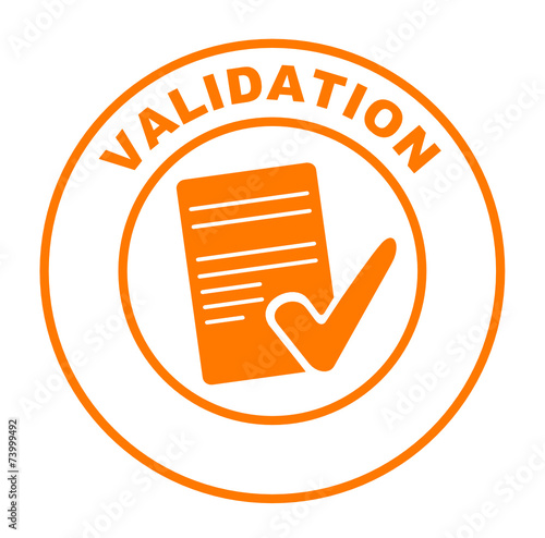 validation sur bouton web rond orange