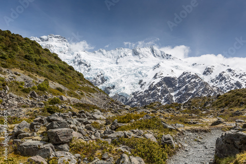 View of Mt Cook National Park, New Zealand.