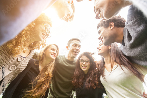 Multiethnic Group of Friends in a Circle