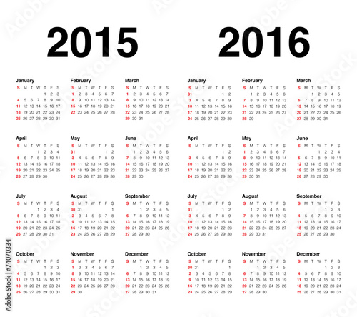 Calender 2015 and 2016