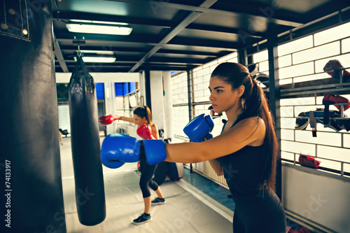 Female Boxers At Training