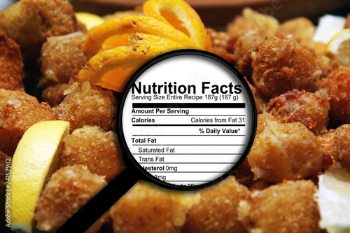 Magnifying glass on nutrition facts