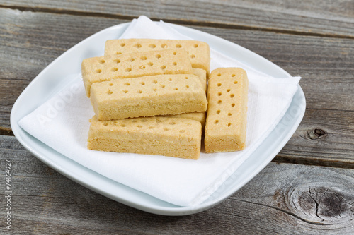 Fresh Shortbread Cookies on White Cloth Napkin