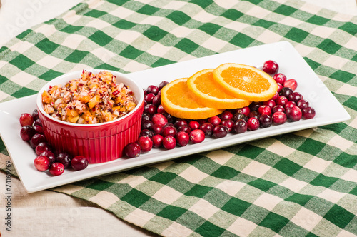 Cranberry apple relish with orange slices