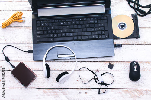 Computer Peripherals & Laptop Accessories. Composition on white