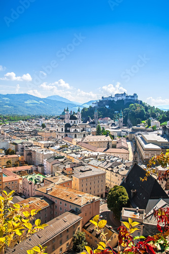 Aerial cityscape of Salzburg, Austria