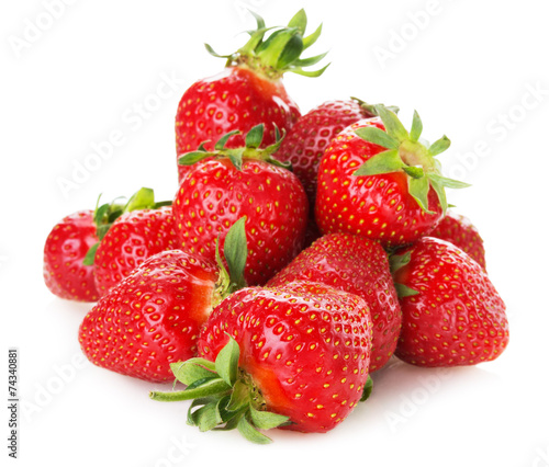 bunch of strawberries isolated on the white background