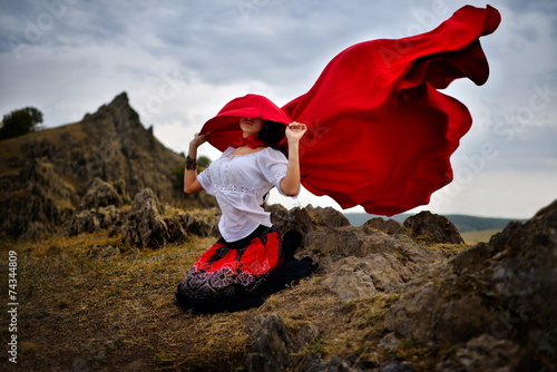 beautiful woman with red cloak