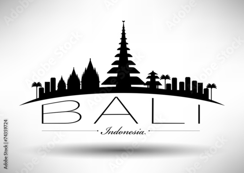 Bali Skyline with Typography Design