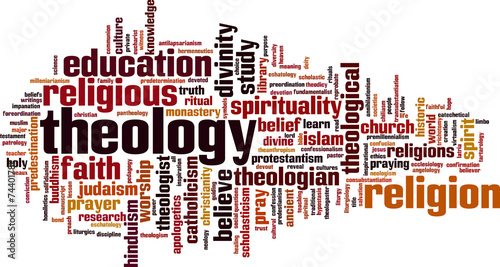 Theology word cloud concept. Vector illustration