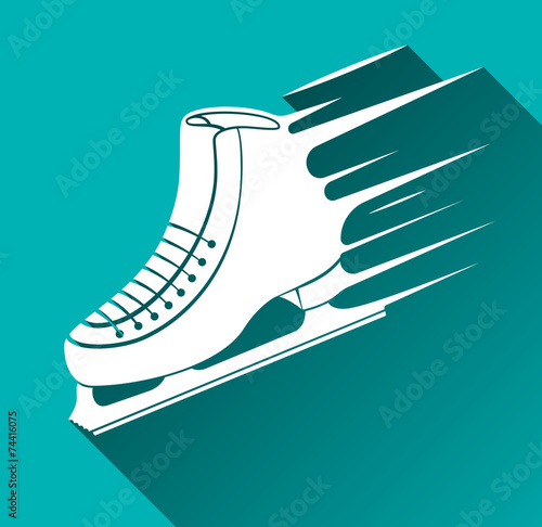 Ice Skate Icon, Long Shadow, Vector Illustration