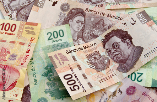 Mexican Peso bank notes background