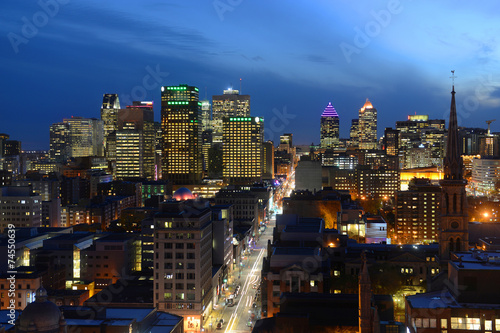 Montreal city skyline at sunset, Montreal, Quebec