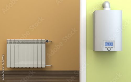Heating radiator and gas boiler