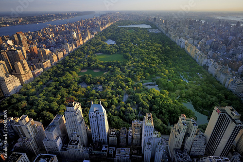 Central Park aerial view, Manhattan, New York; Park is surrounde