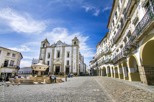 View of the Giraldo square located on Evora, Portugal.