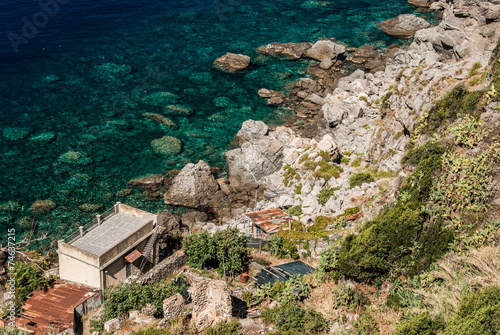 Rocky coastline near Palmi, in Calabria (region of southern Italy)