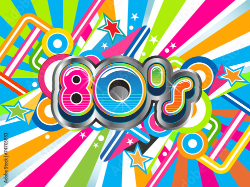 80s Party illustration logo background