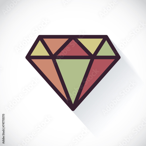 Diamond symbol casting shadow, Illustration