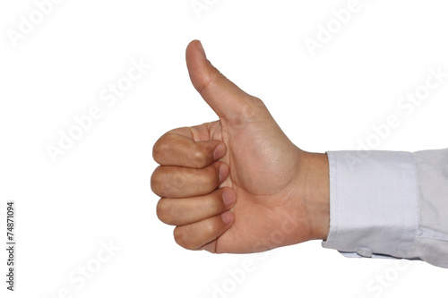 Thumps up sign or clinton sign with white background