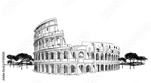 Colosseum in Rome, Italy. Landmark Coliseum, city landscape.