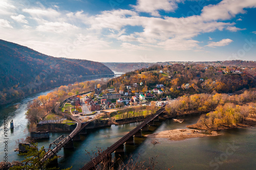 View of Harper's Ferry and the Potomac RIver from Maryland Heigh