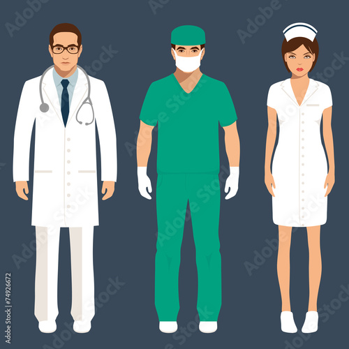 doctor and nurse personel, hospital staff people, medical icon
