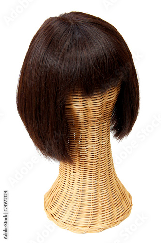 A dark brown silk bob wig with bangs
