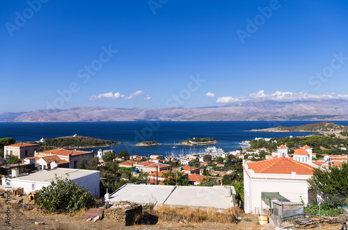 The historic village in Oinousses island, Greece