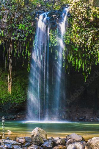Sunlight Through Waterfall