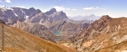 Panorama of the mountains. Lake Kulikolon. Pamir, Tajikistan. HD