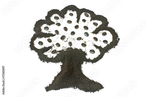 Coffee grounds, tree shape