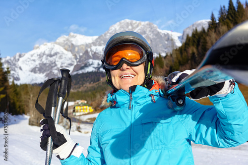 Senior skier woman