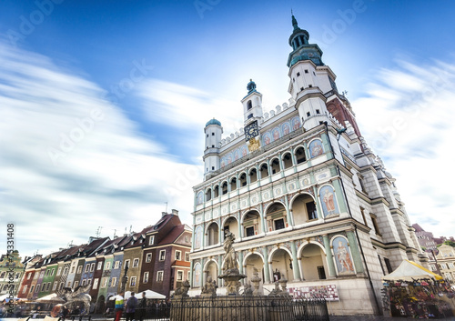 Historic Poznan City Hall located in the middle of a main square