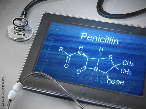 penicillin word displayed on tablet