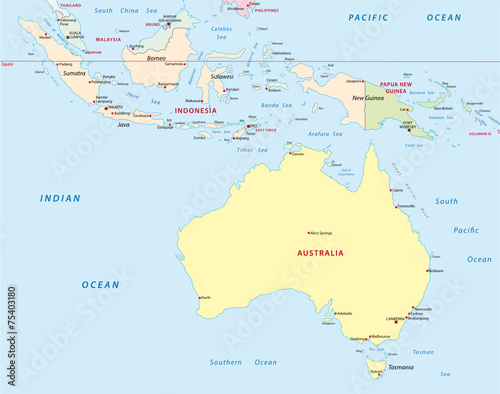 indonesia, australia, papua new guinea map