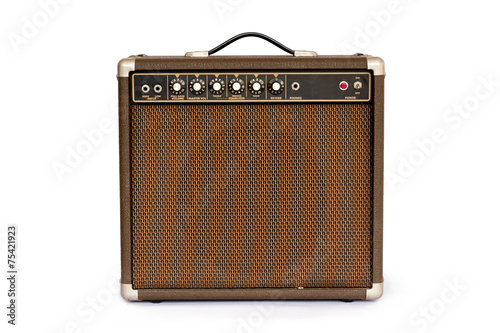 Brown electric guitar amplifier isolated on white background