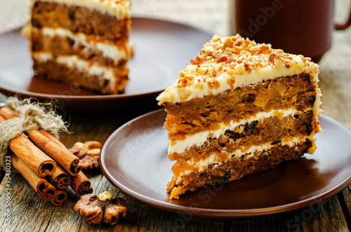 carrot cake with walnuts, prunes and dried apricots