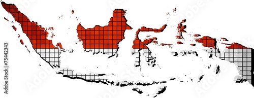 Indonesia map with flag inside