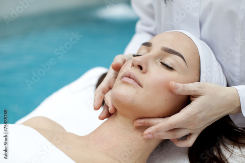 Woman receiving spa treatment 