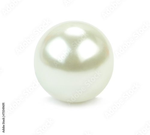 Pearl bead isolated on white background . Macro shot.