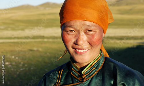 Beautiful Young Mongolian Lady Late Afternoon Concept