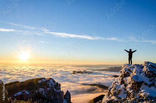 hiker celebrating success