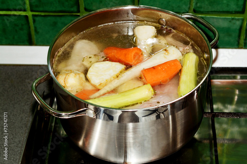 boiling soup in the pot