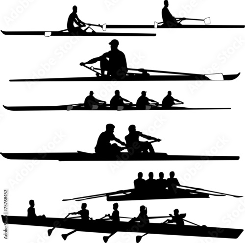 rowing collection silhouettes - vector