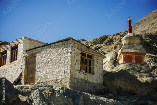 Buddhist stupas in Diskit Monastery, Ladakh, India
