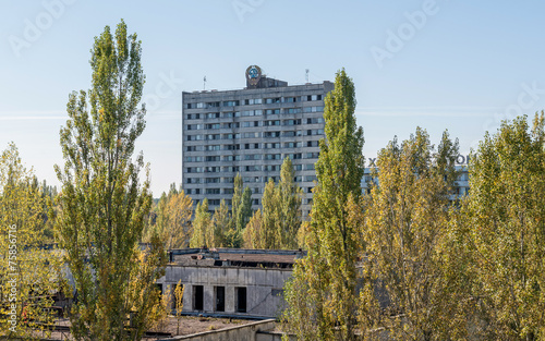 Apartment house in Pripyat town, Chernobyl Zone of Alienation