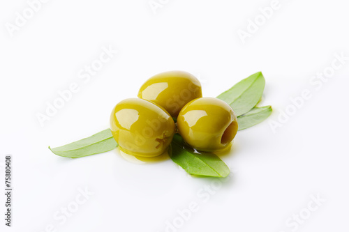 Pitted green olives