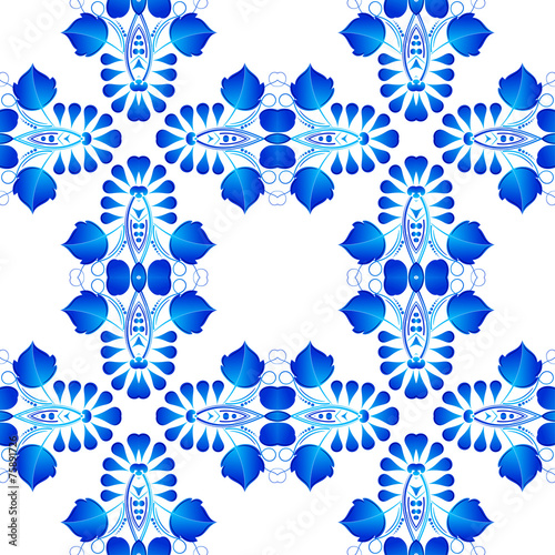 Seamless blue pattern in the Russian traditional style. Gzhel pa